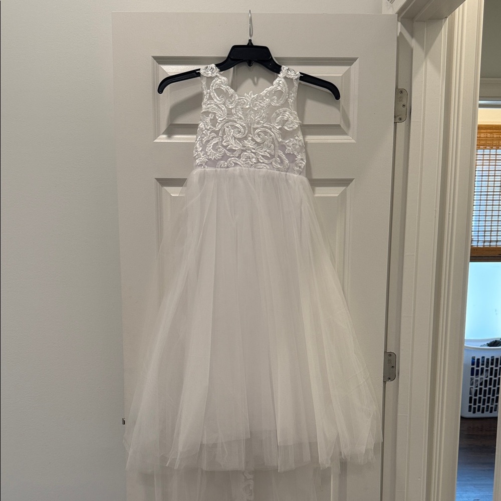 Charming White Floral Flower Girl Dress